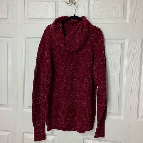 Free People Burgundy Chunky Knit Sweater Oversized S - Picture 1 of 12